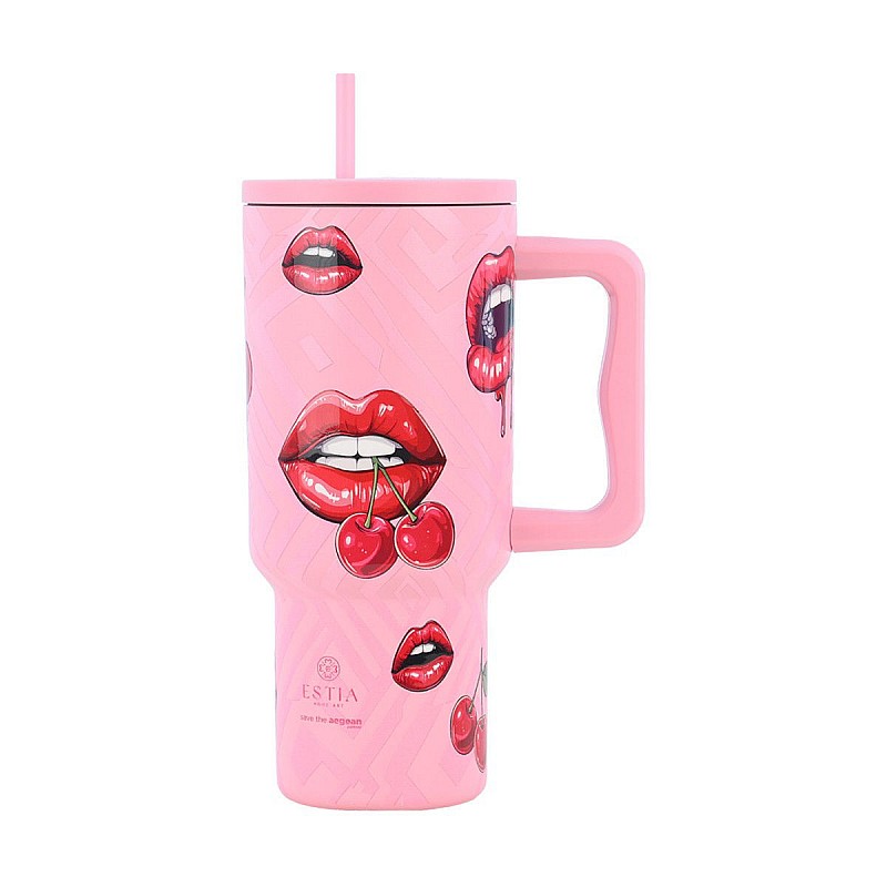 ESTIA ΘΕΡΜΟΣ STRAW TUMBLER XL SAVE THE AEGEAN 900ml BLUSH POP ESTIA 01-32067
