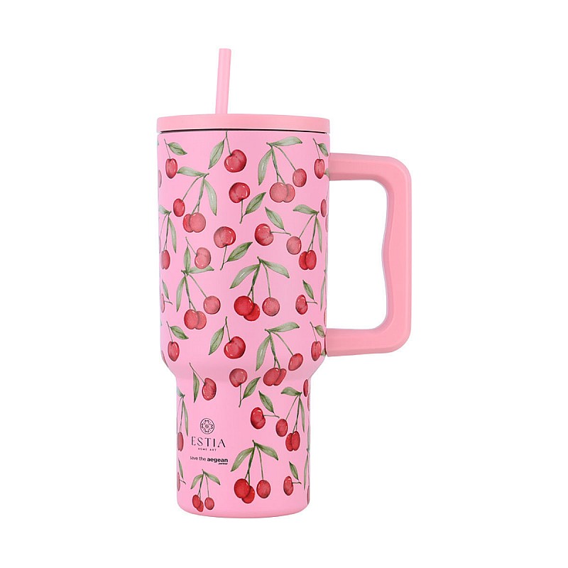 ESTIA ΘΕΡΜΟΣ STRAW TUMBLER XL SAVE THE AEGEAN 900ml CHERRY ROSE ESTIA 01-32081 ESTIA ΘΕΡΜΟΣ STRAW TUMBLER XL SAVE THE AEGEAN 900ml CHERRY ROSE ESTIA 01-32081