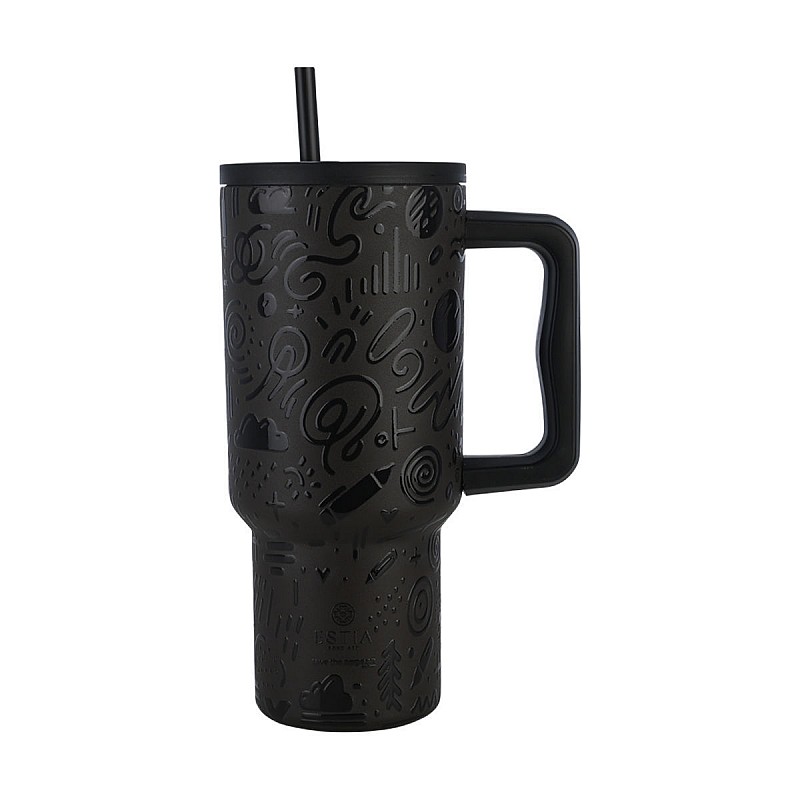 ESTIA ΘΕΡΜΟΣ STRAW TUMBLER XL SAVE THE AEGEAN 900ml NOIR ECHO ESTIA 01-32098