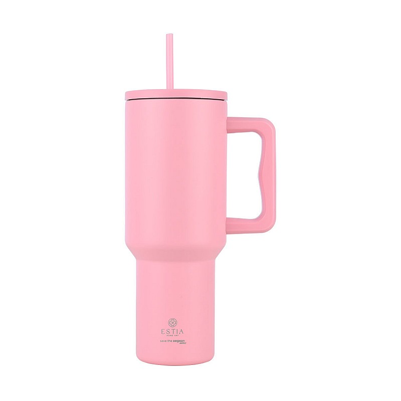 ESTIA ΘΕΡΜΟΣ STRAW TUMBLER XL SAVE THE AEGEAN 1200ml BLOSSOM ROSE ESTIA 01-32210
