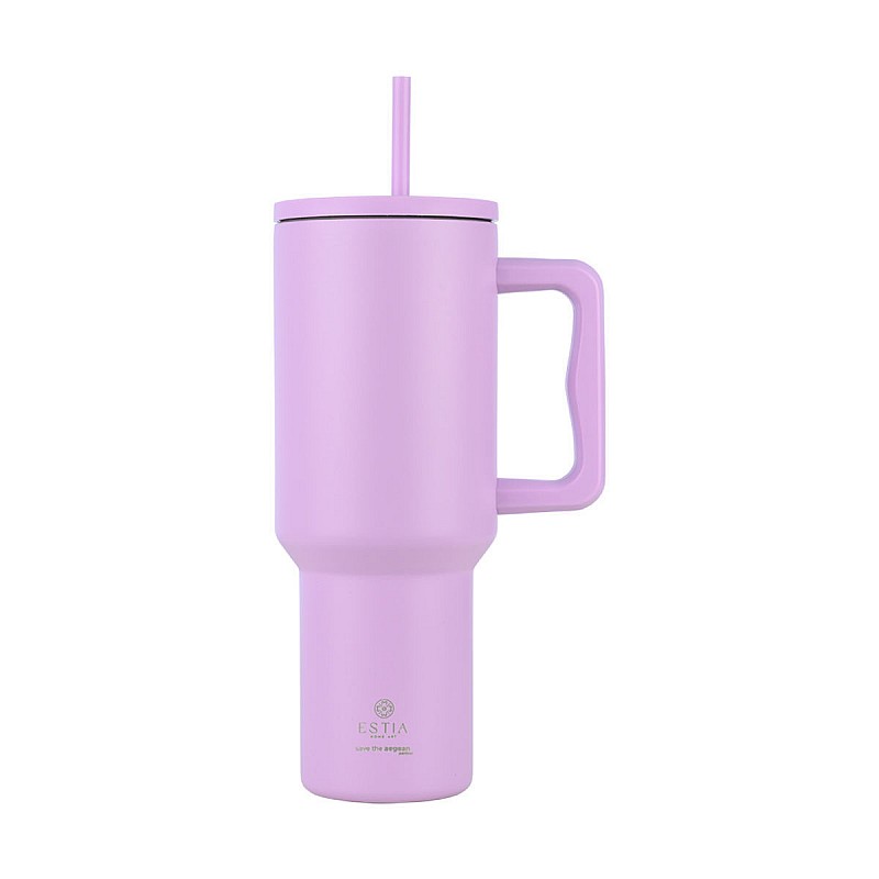ESTIA ΘΕΡΜΟΣ STRAW TUMBLER XL SAVE THE AEGEAN 1200ml LAVENDER PURPLE ESTIA 01-32227 ESTIA ΘΕΡΜΟΣ STRAW TUMBLER XL SAVE THE AEGEAN 1200ml LAVENDER PURPLE ESTIA 01-32227