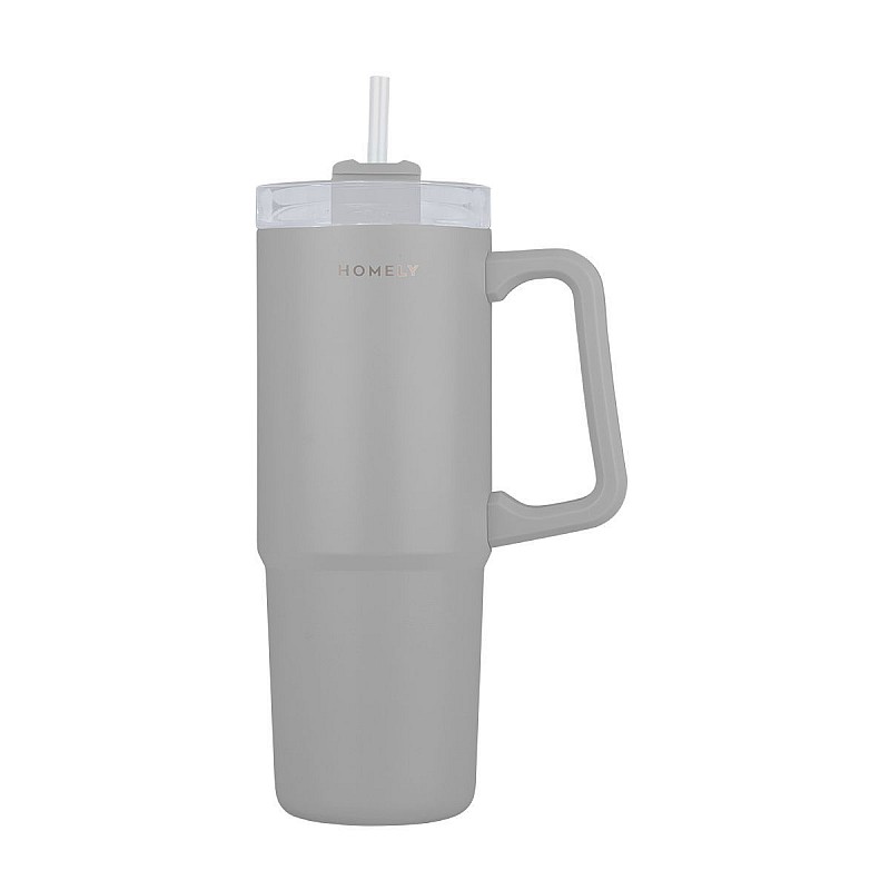 HOMELY ΘΕΡΜΟΣ STRAW TUMBLER 900ml PEBBLE GRAY ESTIA 01-34542 HOMELY ΘΕΡΜΟΣ STRAW TUMBLER 900ml PEBBLE GRAY ESTIA 01-34542