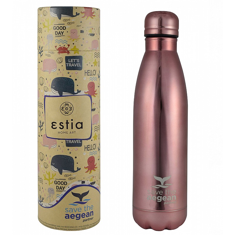 ESTIA ΘΕΡΜΟΣ TRAVEL FLASK SAVE THE AEGEAN 500ml ROSE GOLD ESTIA 01-7836