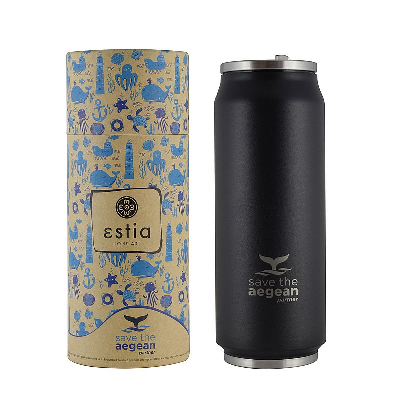 ESTIA ΘΕΡΜΟΣ TRAVEL CUP SAVE THE AEGEAN 500ml MIDNIGHT BLACK ESTIA 01-7843