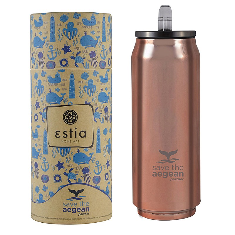 ESTIA ΘΕΡΜΟΣ TRAVEL CUP SAVE THE AEGEAN 500ml ROSE GOLD ESTIA 01-7867