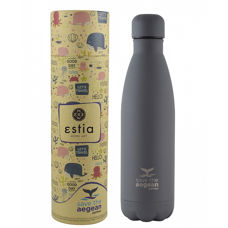 ESTIA ΘΕΡΜΟΣ TRAVEL FLASK SAVE THE AEGEAN 500ml FJORD GREY ESTIA 01-8550