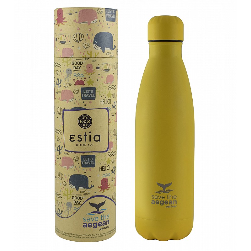 ESTIA ΘΕΡΜΟΣ TRAVEL FLASK SAVE THE AEGEAN 500ml PINEAPPLE YELLOW ESTIA 01-9007