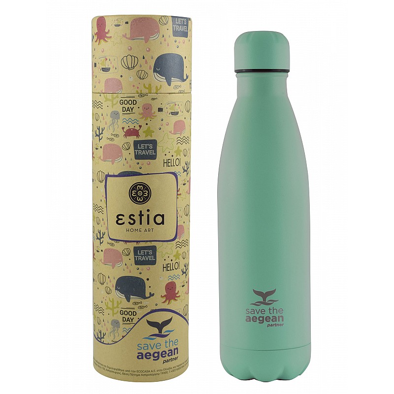 ESTIA ΘΕΡΜΟΣ TRAVEL FLASK SAVE THE AEGEAN 500ml BERMUDA GREEN ESTIA 01-9793