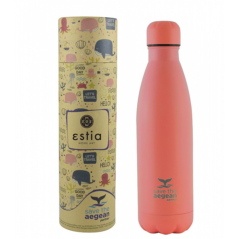 ESTIA ΘΕΡΜΟΣ TRAVEL FLASK SAVE THE AEGEAN 500ml FUSION CORAL ESTIA 01-9861