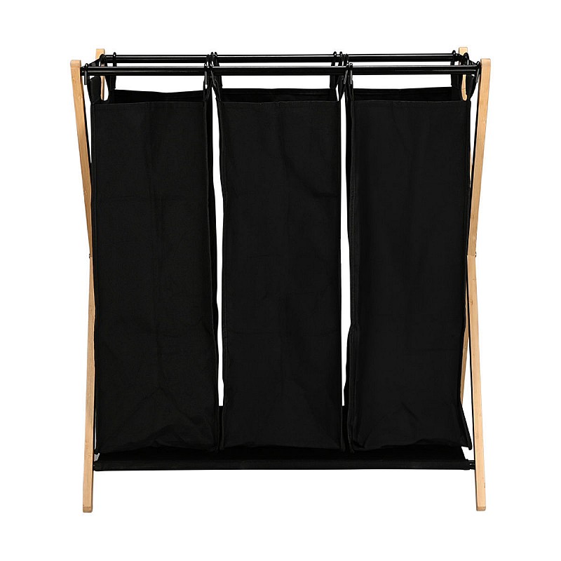 ESTIA ΚΑΛΑΘΙ ΑΠΛΥΤΩΝ BAMBOO ESSENTIALS 102lt 3 ΘΕΣΕΩΝ 68x40x76cm ΜΑΥΡΟ ESTIA 02-26967