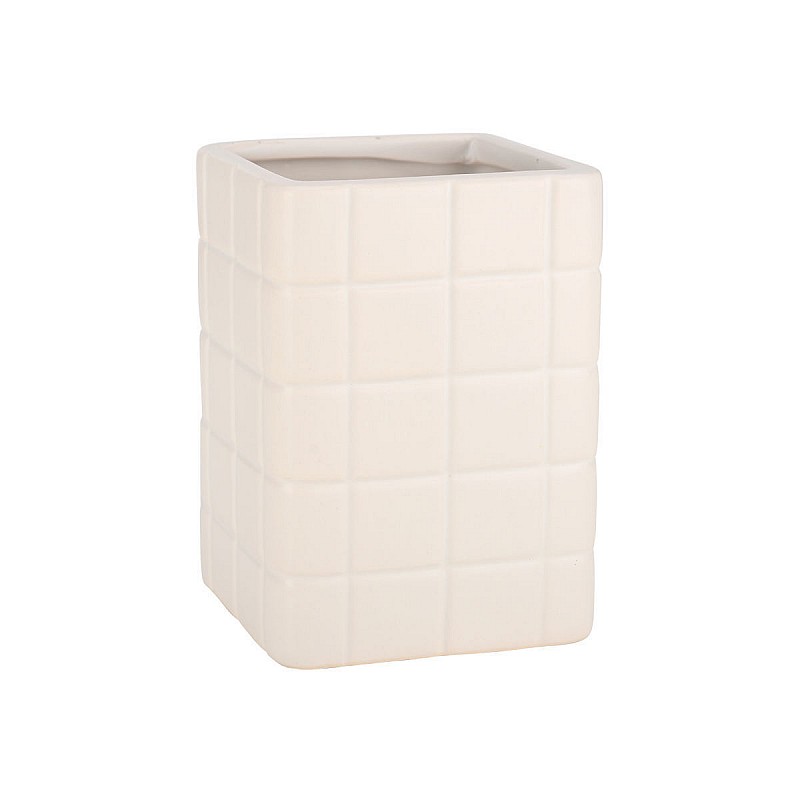 ESTIA ΠΟΤΗΡΑΚΙ ΜΠΑΝΙΟΥ TILES ΚΕΡΑΜΙΚΟ 7.5x7.5x11cm ΛΕΥΚΟ ESTIA 02-27735