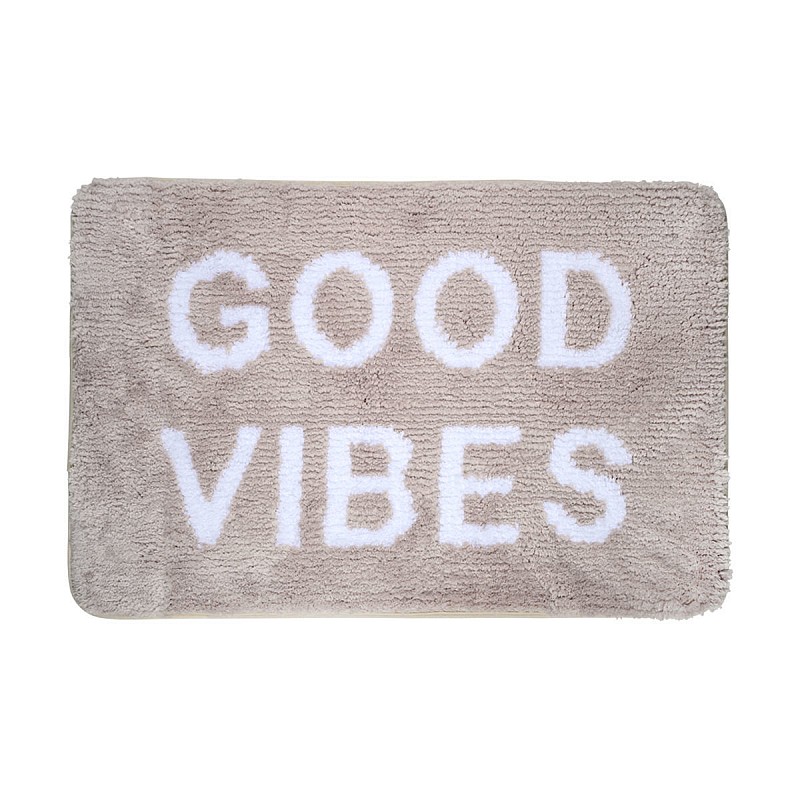 ESTIA ΤΑΠΕΤΟ ΜΠΑΝΙΟΥ GOOD VIBES 40x60cm 100% ΜΙΚΡΟΪΝΕΣ TAUPE ESTIA 02-28558