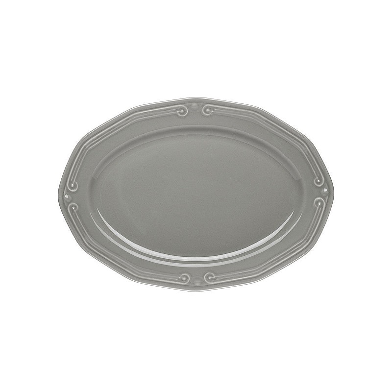 ESTIA ΠΙΑΤΕΛΑ ΟΒΑΛ ATHÉNÉE ΠΟΡΣΕΛΑΝΙΝΗ ΑΝΑΓΛΥΦΗ 25cm  GREY ESTIA 07-13691