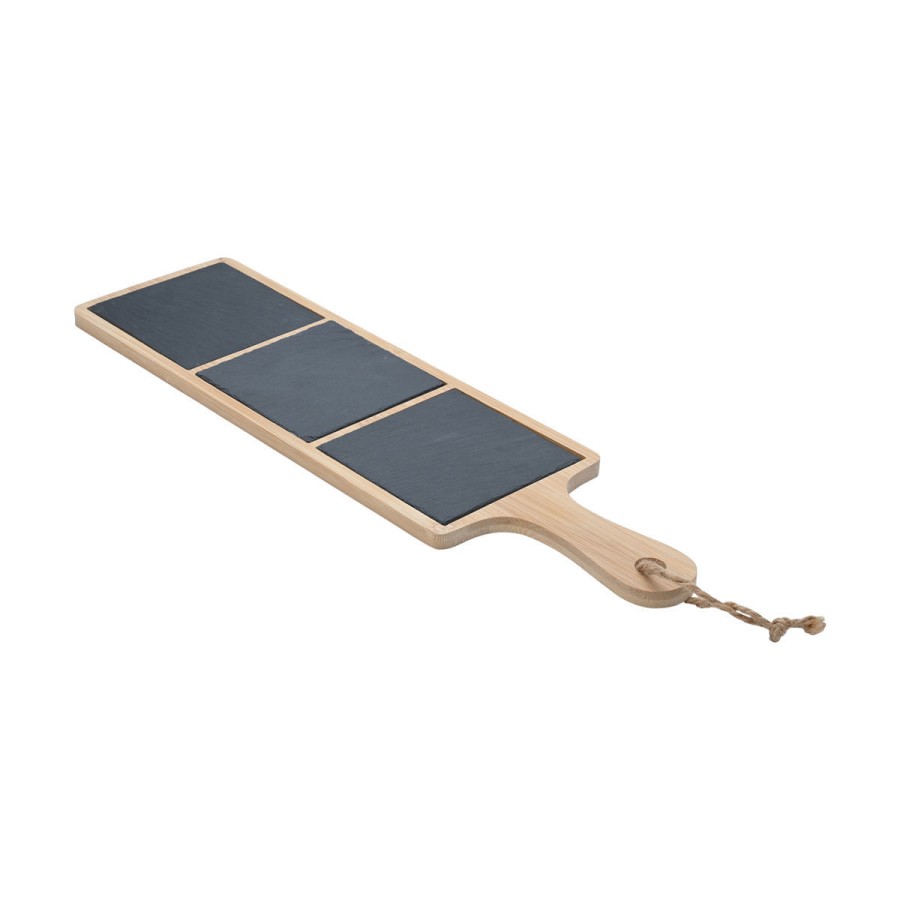 ESTIA ΠΛΑΤΩ ΣΕΡΒΙΡΙΣΜΑΤΟΣ ΣΧΙΣΤΟΛΙΘΟΥ 3 ΘΕΣΕΩΝ ΜΕ ΞΥΛΙΝΗ ΒΑΣΗ 44x12cm ESTIA 07-24116