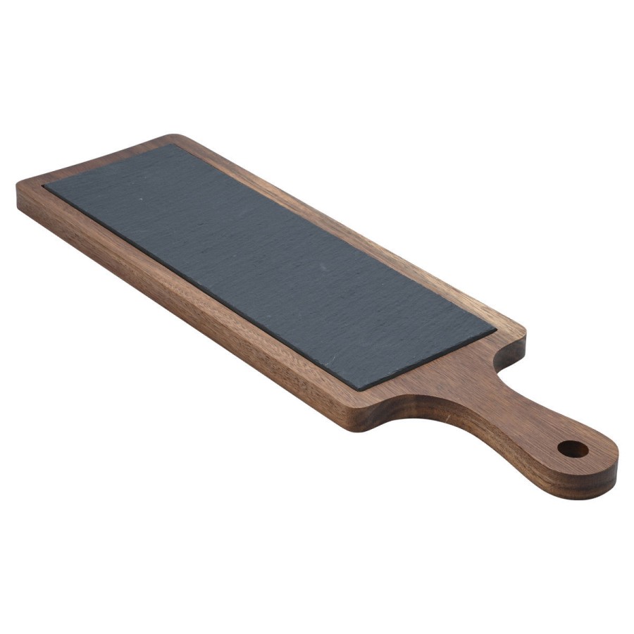 ESTIA ΠΛΑΤΩ ΣΕΡΒΙΡΙΣΜΑΤΟΣ ΣΧΙΣΤΟΛΙΘΟΥ ΜΕ ΞΥΛΙΝΗ ΒΑΣΗ ΑΚΑΚΙΑ 44x13cm ESTIA 07-24192