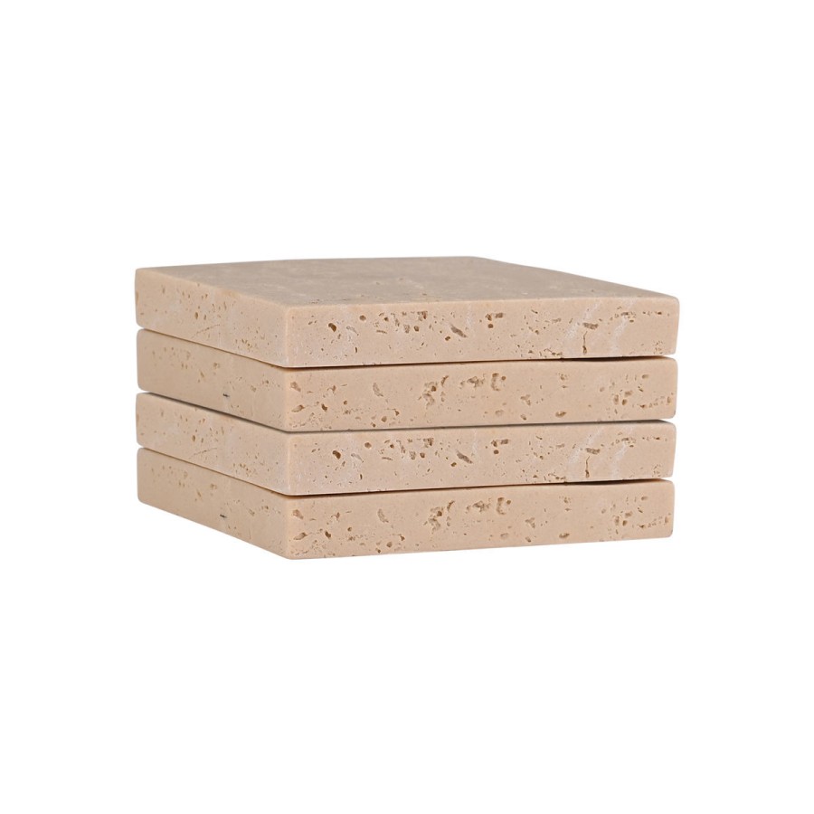 ESTIA ΣΟΥΒΕΡ ΜΕ ΟΨΗ TRAVERTINE 10x10cm ΣΕΤ 4ΤΕΜ. ESTIA 07-36867