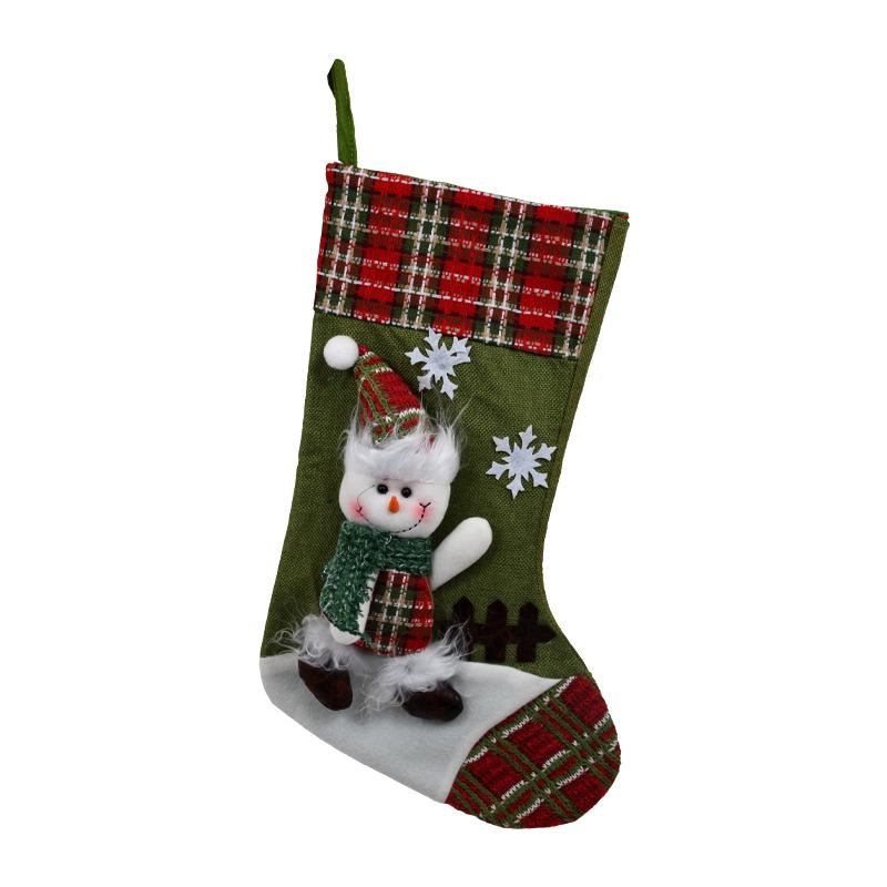ΧΡΙΣΤΟΥΓΕΝΝΙΑΤΙΚΗ ΔΙΑΚΟΣΜΗΤΙΚΗ ΚΑΛΤΣΑ "SANTA+SNOWMAN" 1/2 ΚΟΚΚΙΝΟ-ΠΡΑΣΙΝΟ ΚΑΡΟ 27*23*50εκ