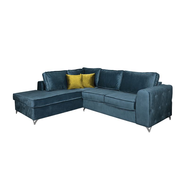 Καναπές γωνία αριστερή Gala μπλε/μουσταρδί 280*210*85 με αποσπώμενα μαξιλάρια Fylliana 1-831-91-656
