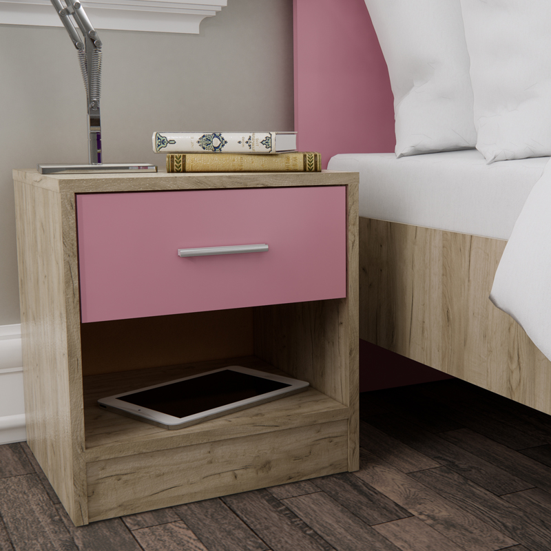ΚΟΜΟΔΙΝΟ Smile GREY OAK - ΡΟΖ 40*36*43