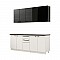Κουζίνα Claudia 200 λευκό-μαύρο-black matt foil-γκρι concrete-μαύρο γυαλί 200*51/31*200 Fylliana 11008684