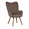 Πολυθρόνα Erato καφέ ύφασμα με ξύλινα πόδια φυσικό χρώμα 68*73*108 Fylliana 429-00-011