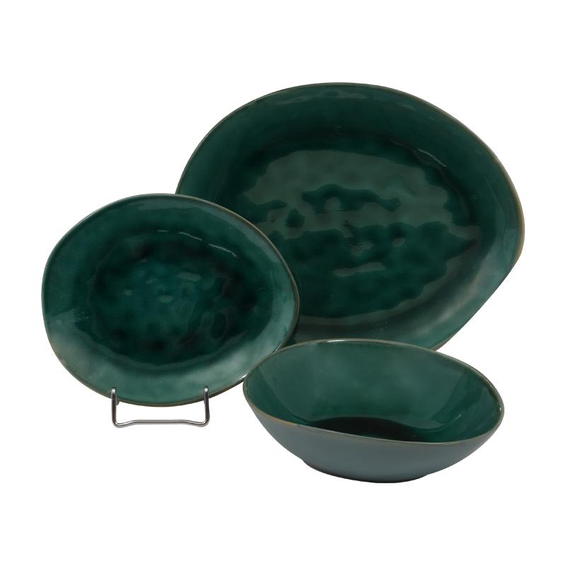 ΣΕΤ ΦΑΓΗΤΟΥ Fylliana 18 ΤΕΜΑΧIΩΝ STONEWARE ΠΡΑΣΙΝΟ ΧΡΩΜΑ