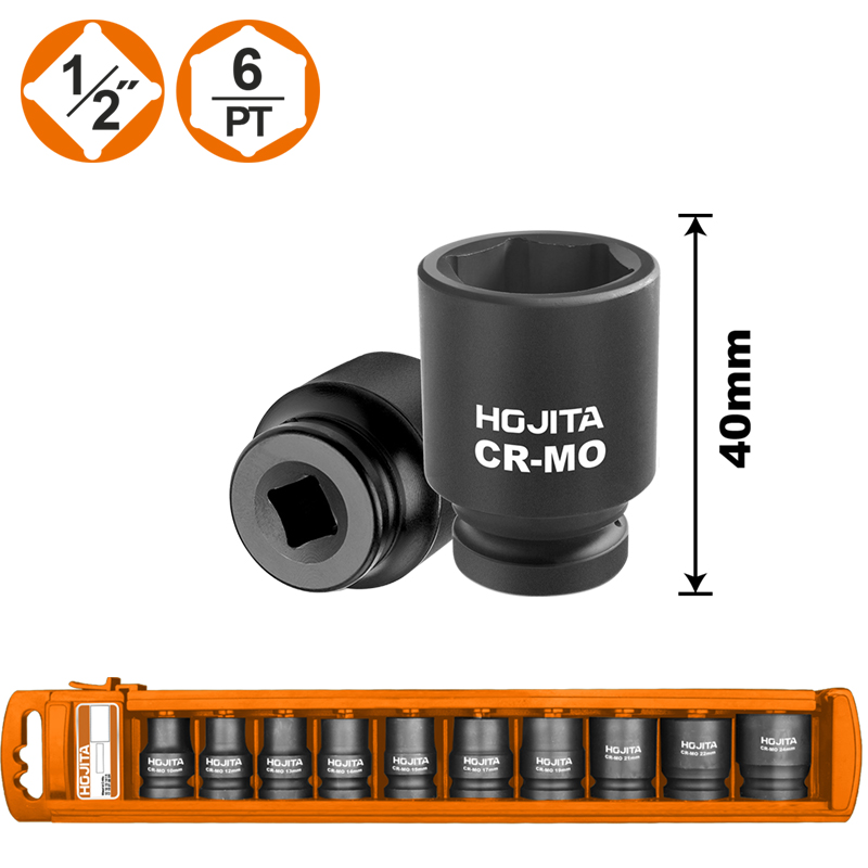 Καρυδάκια εξάγωνα 1/2'' HOJITA σετ 10 τεμ.