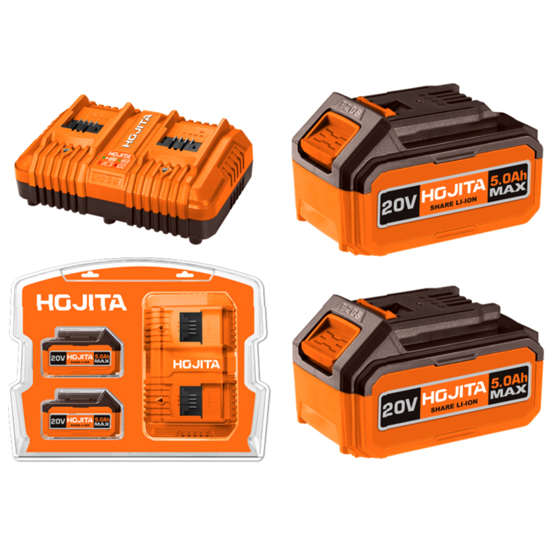 Σετ μπαταρίας HOJITA 2x5.0Ah 20V & Διπλός φορτιστής 4Α
