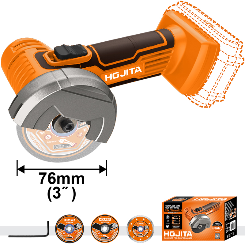Γωνιακός τροχός HOJITA  mini 76mm μπαταρίας 20V SOLO