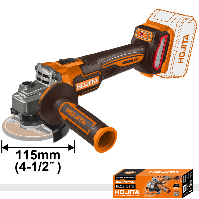Γωνιακός τροχός HOJITA Brushless 115mm -3 ταχυτήτων μπαταρίας 20V SOLO