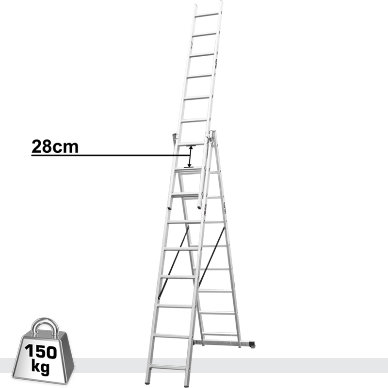 Σκάλα αλουμινίου επαγγελματική 3x9 σκαλοπάτια