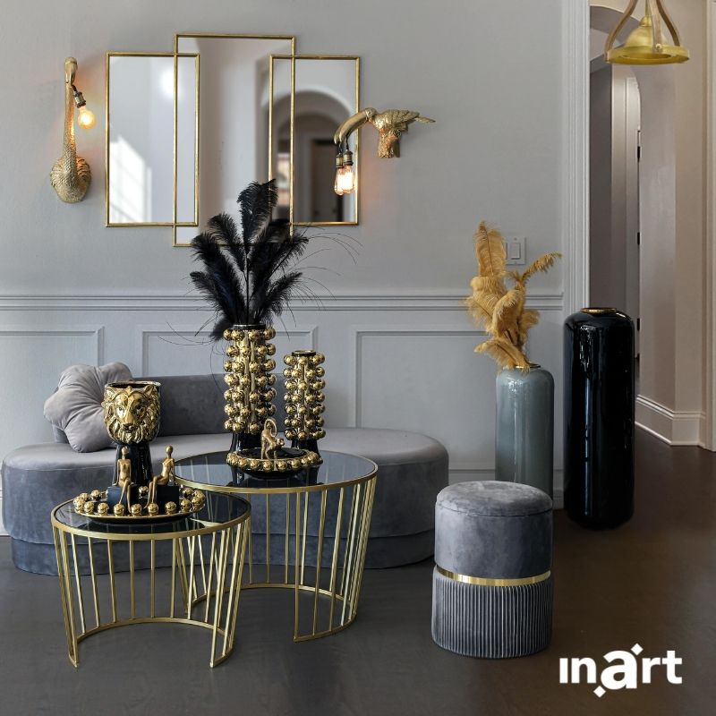 INART ΑΠΛΙΚΑ ΦΛΑΜΙΝΓΚΟ RESIN ΧΡΥΣΗ 18Χ18Χ59 Inart 3-10-296-0001