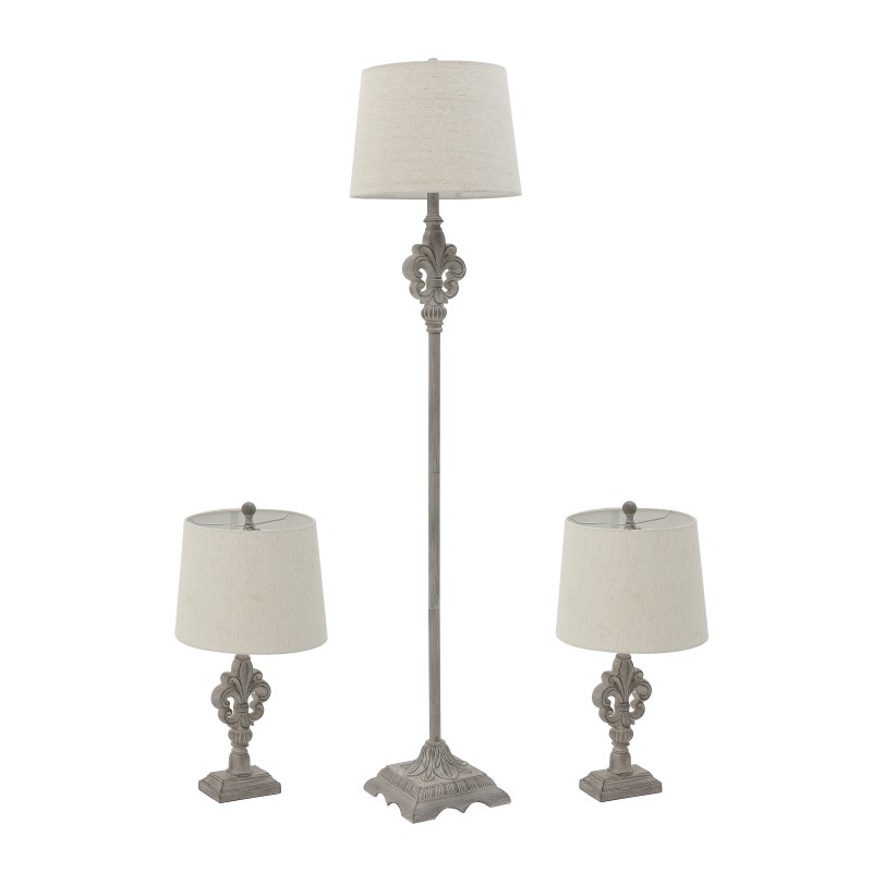 INART S/3 ΦΩΤΙΣΤΙΚΟ ΔΑΠΕΔΟΥ ΚΑΙ 2 ΕΠΙΤΡΑΠΕΖΙΑ RESIN ΑΝΤΙΚΕ ΛΕΥΚΟ Φ30Χ58 / Φ33Χ160 Inart 3-15-585-0045