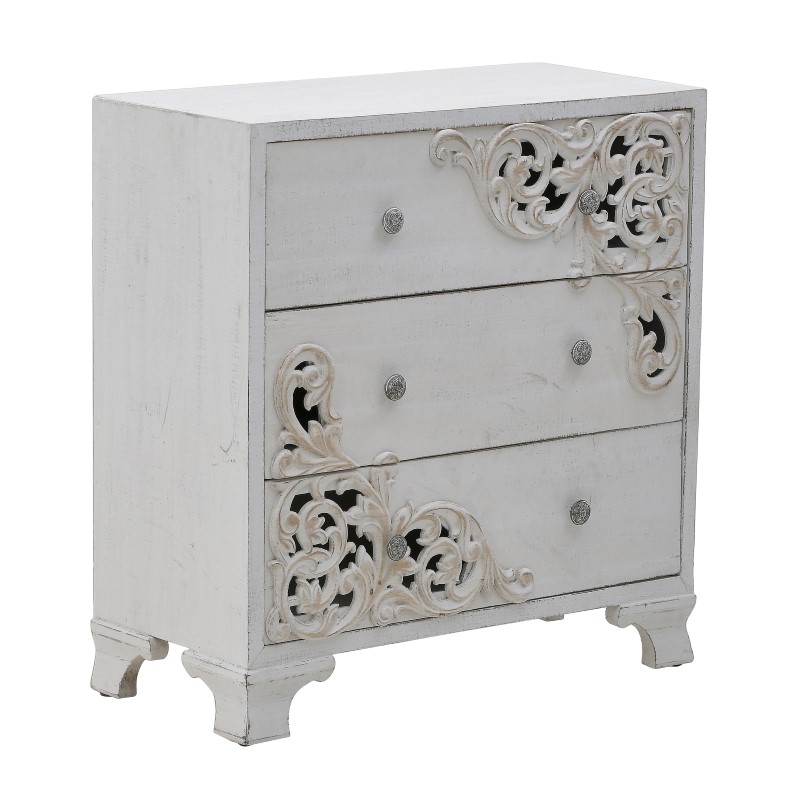 INART ΣΥΡΤΑΡΙΕΡΑ ΞΥΛΙΝΗ ΑΝΤΙΚΕ ΛΕΥΚΗ 76X36X80 Inart 3-50-090-0310
