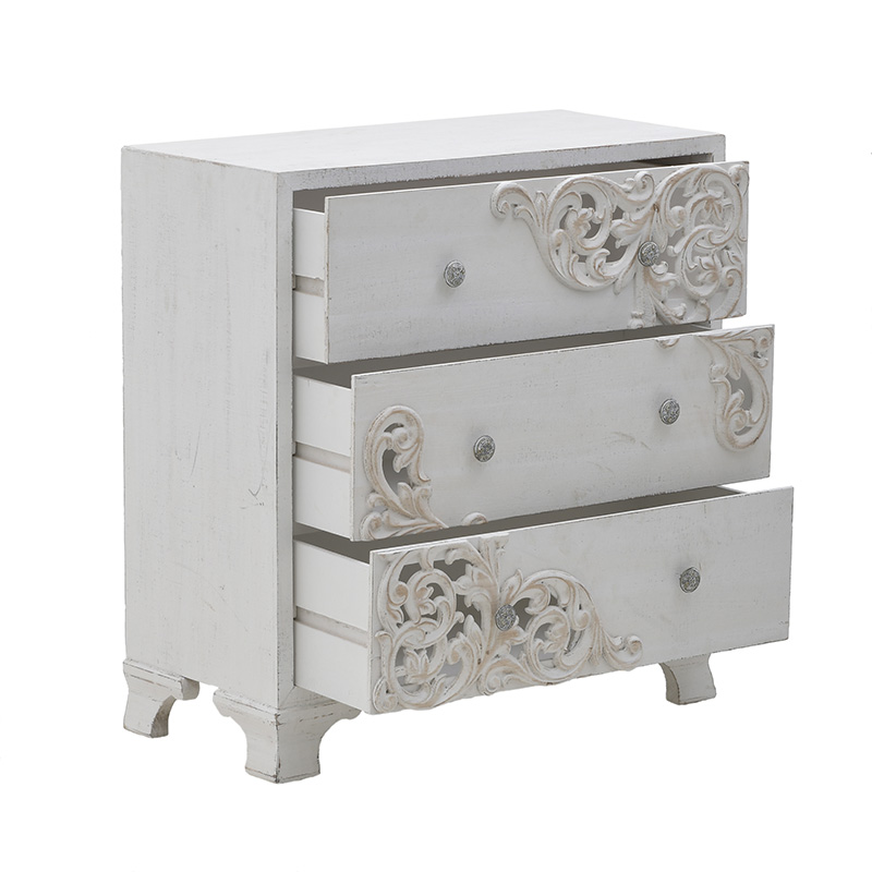 INART ΣΥΡΤΑΡΙΕΡΑ ΞΥΛΙΝΗ ΑΝΤΙΚΕ ΛΕΥΚΗ 76X36X80 Inart 3-50-090-0310
