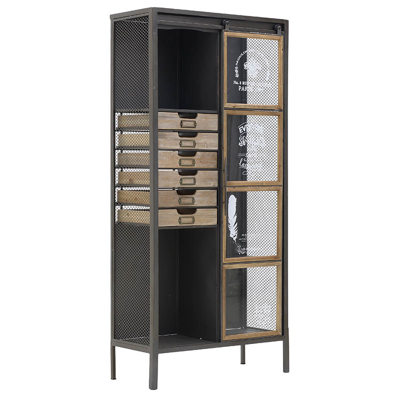 INART ΒΙΤΡΙΝΑ ΜΕΤΑΛΛΙΚΗ/ΞΥΛΙΝΗ ΜΑΥΡΗ/NATURAL 70Χ34Χ152 Inart 3-50-102-0019