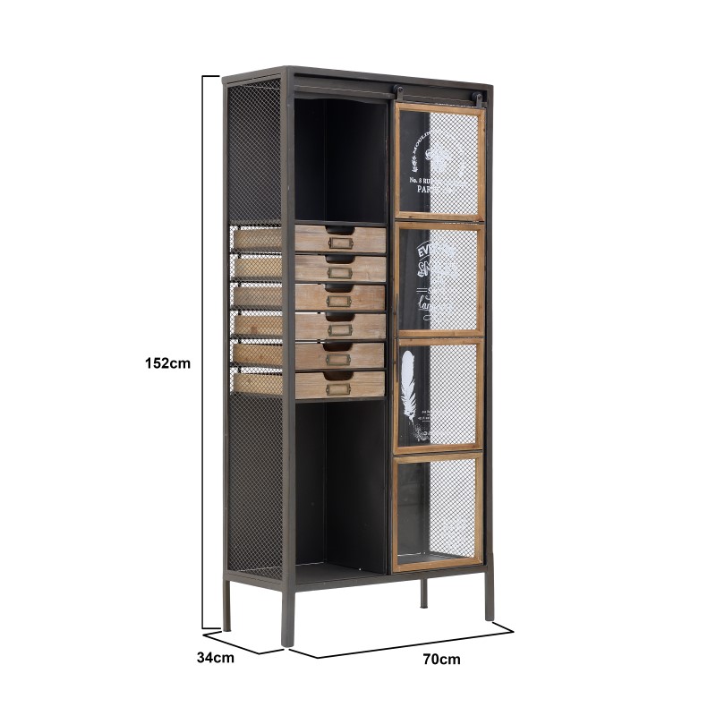 INART ΒΙΤΡΙΝΑ ΜΕΤΑΛΛΙΚΗ/ΞΥΛΙΝΗ ΜΑΥΡΗ/NATURAL 70Χ34Χ152 Inart 3-50-102-0019