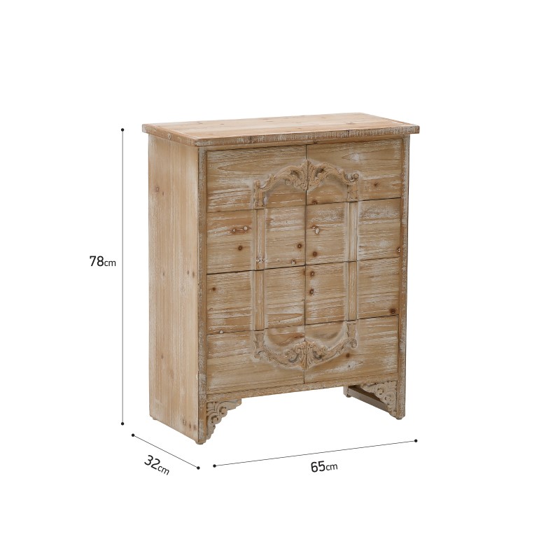 INART ΣΥΡΤΑΡΙΕΡΑ ΞΥΛΙΝΗ NATURAL/ΛΕΥΚΗ 65Χ32Χ78 Inart 3-50-156-0076