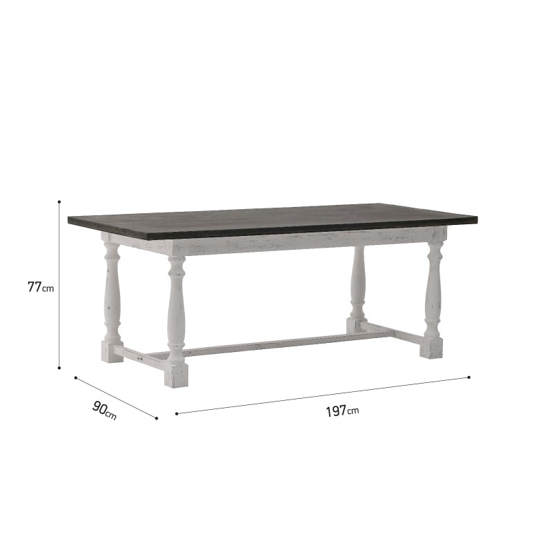 INART ΤΡΑΠΕΖΑΡΙΑ ΞΥΛΙΝΗ ΑΝΤΙΚΕ ΛΕΥΚΗ/NATURAL 197X90X77 Inart 3-50-156-0078
