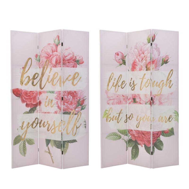 INART ΠΑΡΑΒΑΝ 2 ΟΨΕΩΝ PRINTED CANVAS BELIEVE IN YOURSELF 120Χ3Χ180 Inart 3-50-610-0230