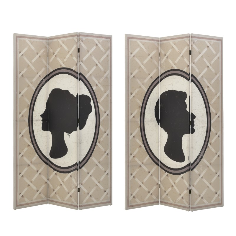 INART ΠΑΡΑΒΑΝ 2 ΟΨΕΩΝ PRINTED CANVAS ΜΠΕΖ/ΜΑΥΡΟ 120Χ3Χ180 Inart 3-50-610-0233