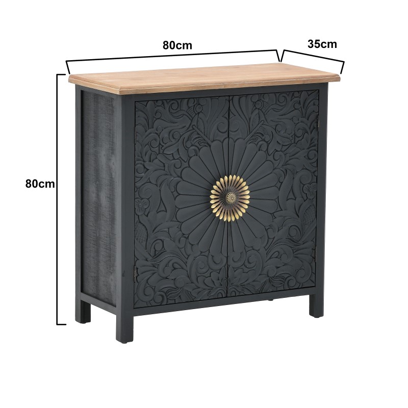 INART ΝΤΟΥΛΑΠΙ ΞΥΛΙΝΟ ΜΑΥΡΟ/NATURAL 80X35X80 Inart 3-50-626-0035