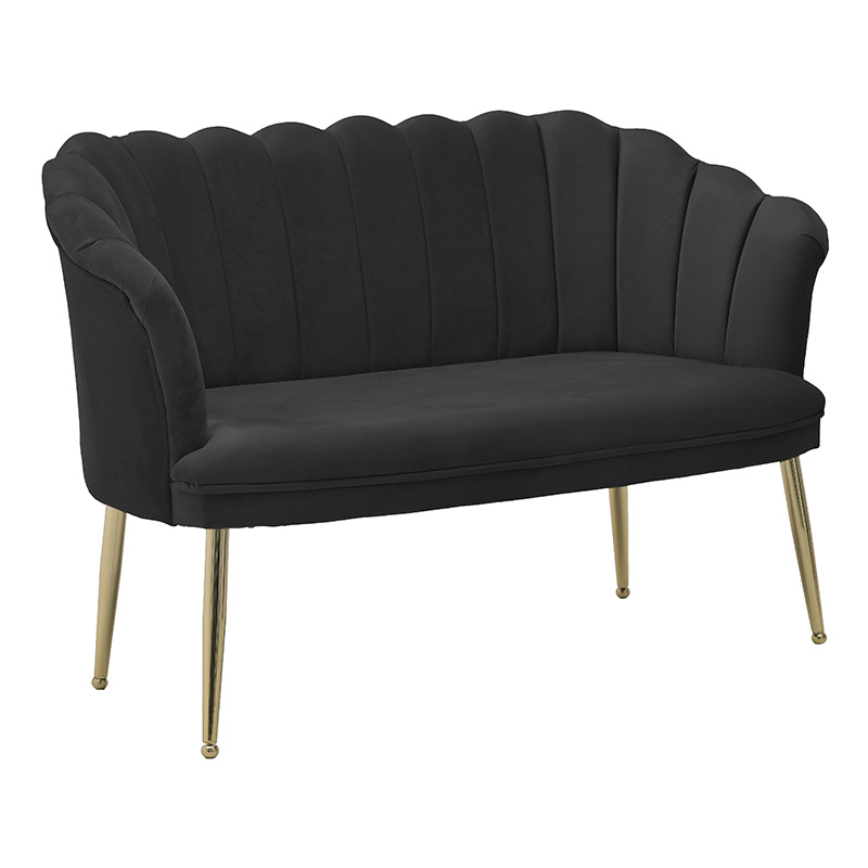 INART ΚΑΝΑΠΕΣ 2ΘΕΣΙΟΣ ΒΕΛΟΥΔΙΝΟΣ ΜΑΥΡΟΣ 130X62X82/44 Inart 3-50-777-0011