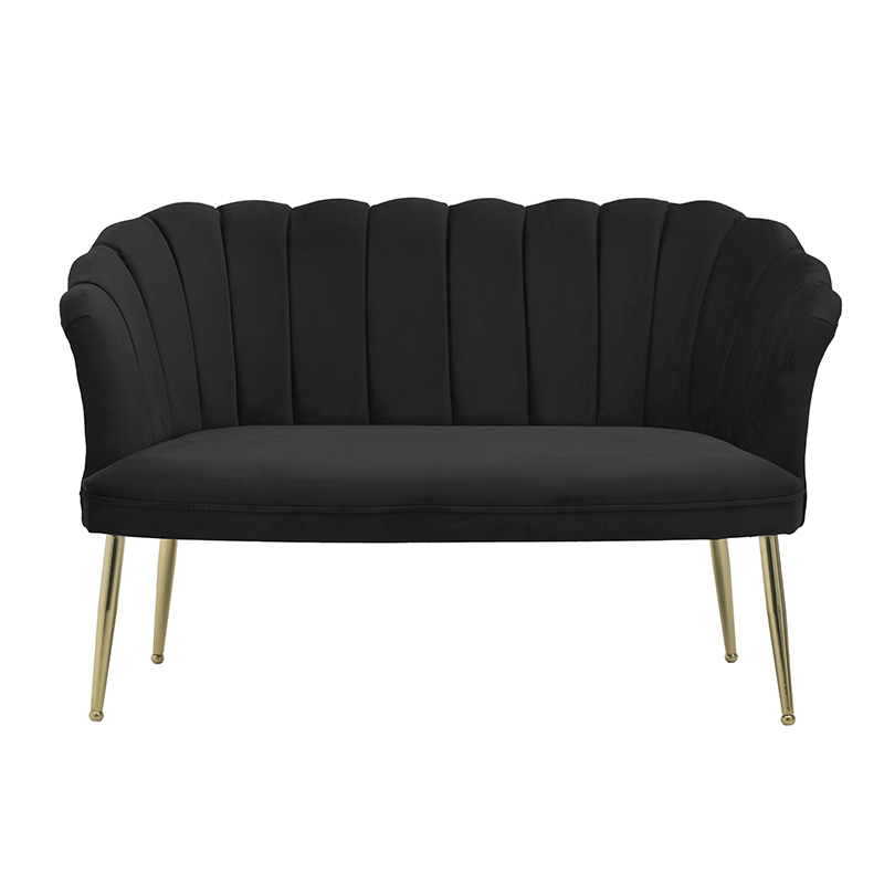 INART ΚΑΝΑΠΕΣ 2ΘΕΣΙΟΣ ΒΕΛΟΥΔΙΝΟΣ ΜΑΥΡΟΣ 130X62X82/44 Inart 3-50-777-0011