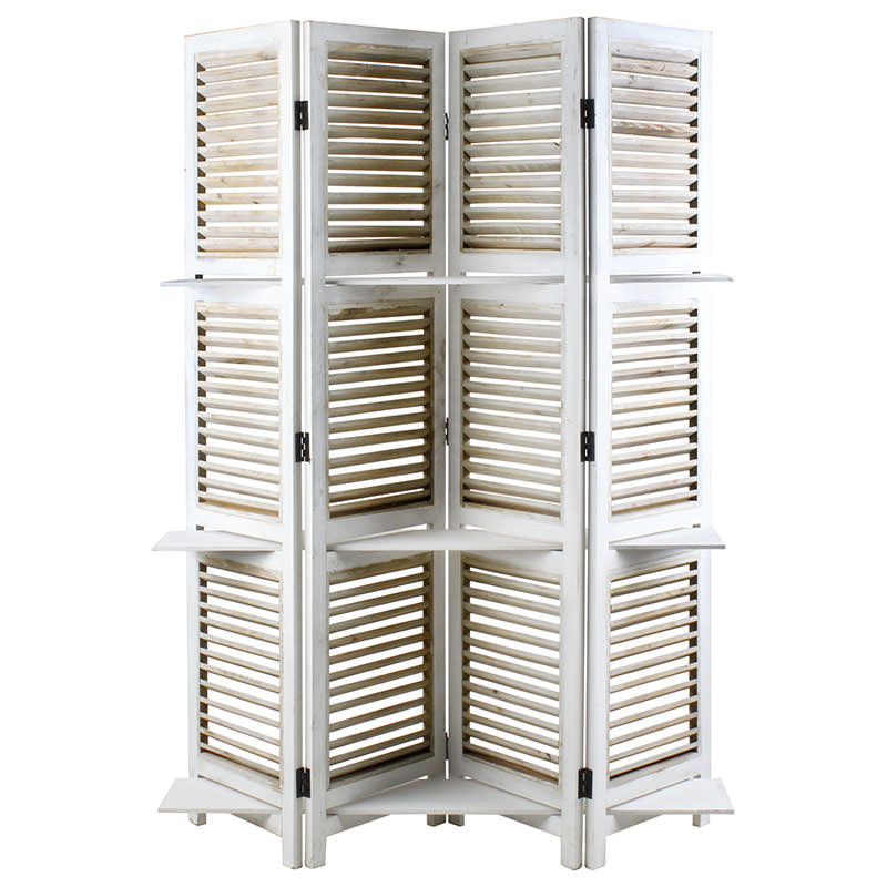 INART ΠΑΡΑΒΑΝ ΞΥΛΙΝΟ ΜΠΕΖ/ΕΚΡΟΥ+ΡΑΦΙ 125X35X175 Inart 3-50-898-0007