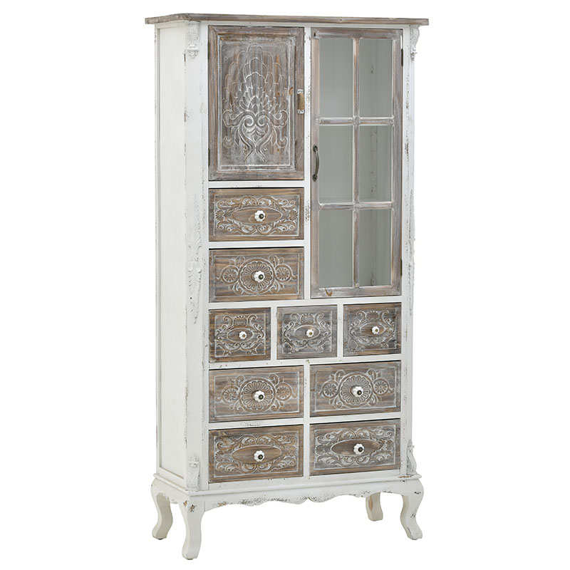 INART ΒΙΤΡΙΝΑ/ΝΤΟΥΛΑΠΙ ΞΥΛΙΝΗ ANT.ΛΕΥΚΗ/NATURAL 82Χ34Χ162 Inart 3-50-913-0036