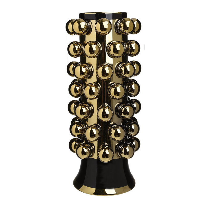 INART ΒΑΖΟ ΚΕΡΑΜΙΚΟ ΜΑΥΡΟ/ΧΡΥΣΟ Φ20X45 Inart 3-70-473-0027