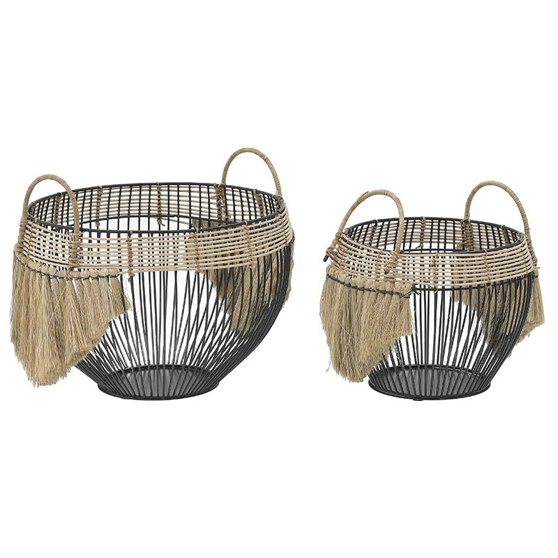 INART S/2 ΚΑΛΑΘΙ ΜΕΤΑΛΛΙΚΟ/ΨΑΘΙΝΟ ΜΑΥΡΟ/NATURAL Φ36Χ25/30 Inart 3-70-983-0016
