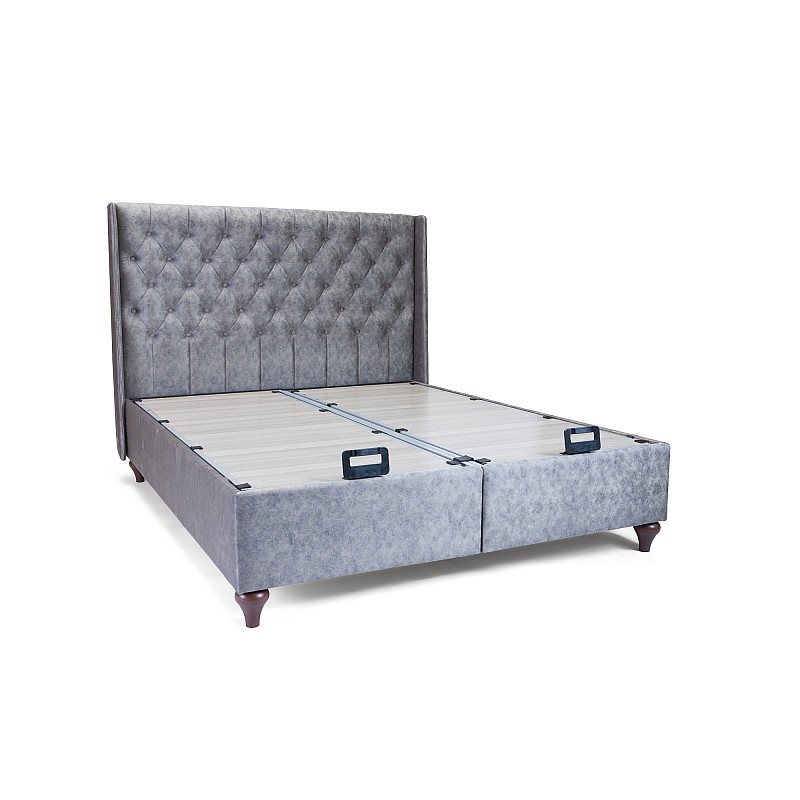 Κρεβάτι με στρώμα "VERO" διπλό με αποθηκευτικό χώρο από alcantara σε γκρι χρώμα 160x200