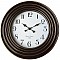Πλαστικό ρολόι τοίχου σε χρώμα σκούρο καφέ/χάλκινο με λευκό καντράν Φ58